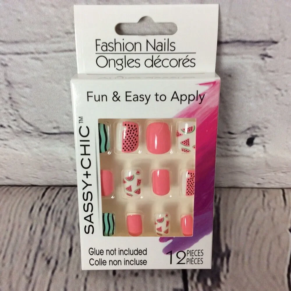 Sassy+Chic Glue-on Nails 2Sets 24pcs Glue NOT Included Watermelon & Animal Print